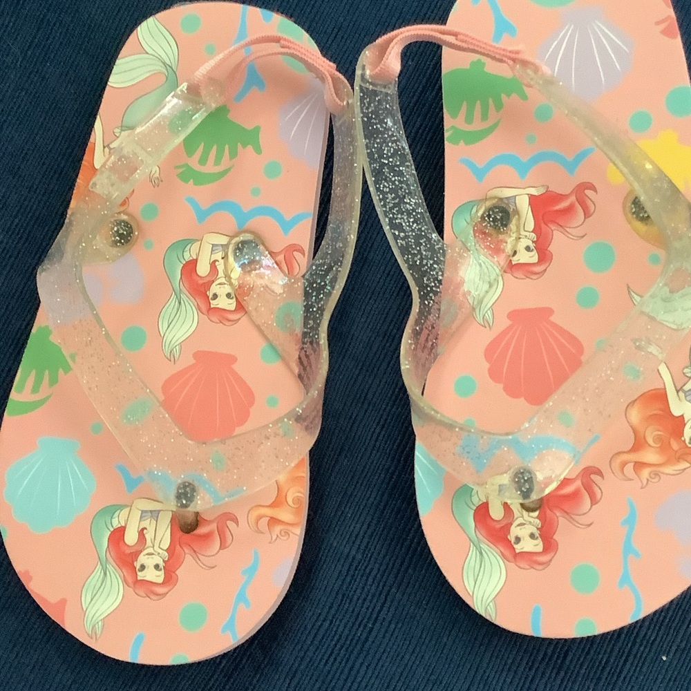 Kids Mermaid Print Pink Flipflop Sandals